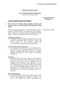 LC Paper No. CB[removed])  Panel on Economic Services List of outstanding items for discussion (position as at 20 June[removed]Proposed timing for