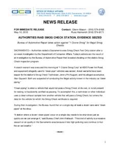 OFFICE OF PUBLIC AFFAIRS 1625 North Market Boulevard, Suite N-323, Sacramento, CA[removed]P[removed]F[removed] | www.dca.ca.gov NEWS RELEASE FOR IMMEDIATE RELEASE