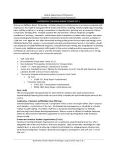 Indiana	
  Department	
  of	
  Education	
  	
   Academic	
  Standards	
  Course	
  Framework	
   AUTOMOTIVE	
  COLLISION	
  REPAIR	
  TECHNOLOGY	
  I	
   Automotive	
  Collision	
  Repair	
  Technology	