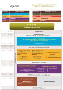 Education Technology Summit 2013, Midrand Conference Centre Agenda 23 July 2013
