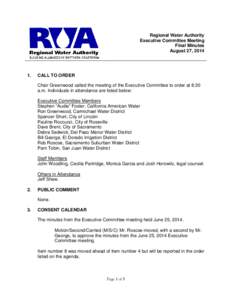 Regional Water Authority Executive Committee Meeting Final Minutes August 27, [removed].