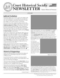 Court Historical Society  Newsletter Eastern District of Tennessee