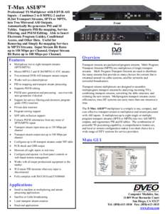 T-Mux ASI/8 Multiplexer with 8 ASI Inputs, 2 Mirrored ASI Outputs