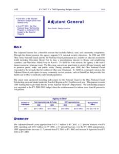 ADJ  FY[removed]FY 2003 Operating Budget Analysis • Over 60% of the Adjutant General’s budget comes from