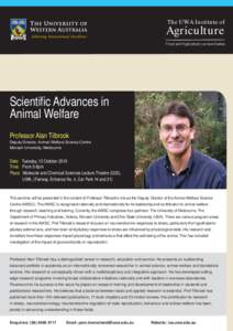 The UWA Institute of  Agriculture Food and Agriculture Lecture Series  Scientific Advances in