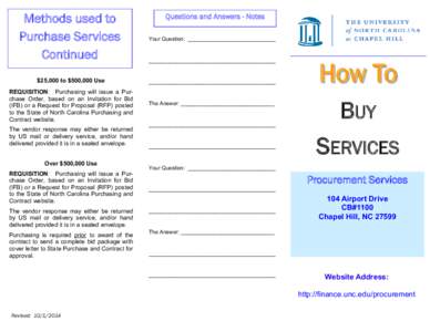Methods used to Purchase Services Continued Questions and Answers - Notes Your Question: _____________________________