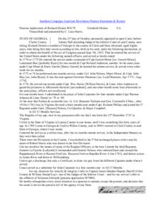 Southern Campaign American Revolution Pension Statements & Rosters Pension Application of Richard Dicken W4179 Transcribed and annotated by C. Leon Harris. Elizabeth Dicken