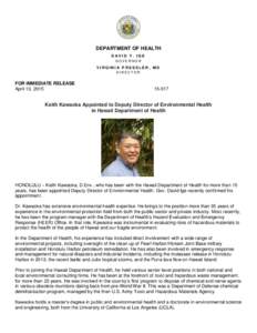 DEPARTMENT OF HEALTH DAVID Y. IGE GOVERNOR VIRGINIA PRESSLER, MD DIRECTOR