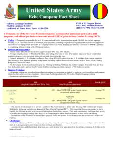 -1-  United States Army Echo Company Fact Sheet Defense Language Institute English Language Center