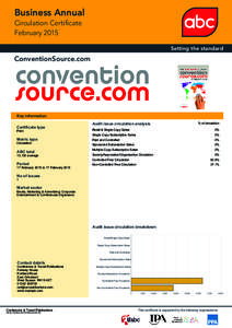 Business Annual Circulation Certificate February 2015 Setting the standard  ConventionSource.com