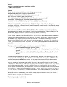 Minutes Montana University System Staff Association (MUSSA[removed]Teleconference Present: Christy Aamold and Janice Ouldhouse (MSU-Billings representatives) Shana Wold (Montana State University representative)