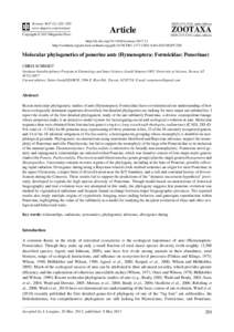 Molecular phylogenetics of ponerine ants (Hymenoptera: Formicidae: Ponerinae)