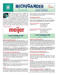 Michigander Ride Guide Ride Guide  July 12-18, 2014