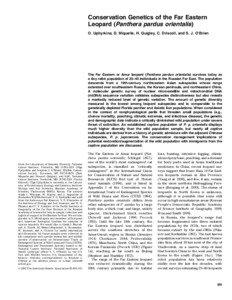 Conservation Genetics of the Far Eastern Leopard (Panthera pardus orientalis) O. Uphyrkina, D. Miquelle, H. Quigley, C. Driscoll, and S. J. O’Brien