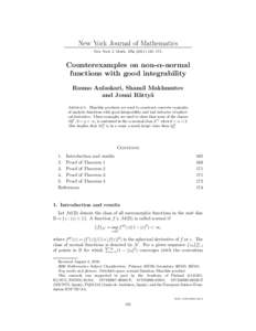 New York Journal of Mathematics New York J. Math. 17a–175. Counterexamples on non-α-normal functions with good integrability Rauno Aulaskari, Shamil Makhmutov