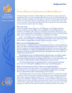 Background Note  UNITED NATIONS COMMISSION ON HUMAN RIGHTS 61st SESSION OF THE COMMISSION ON HUMAN RIGHTS