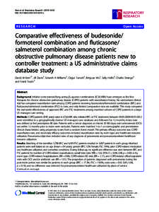 Comparative effectiveness of budesonide/formoterol combination and fluticasone/salmeterol combination among chronic obstructive pulmonary disease patients new to controller treatment: a US administrative claims database 