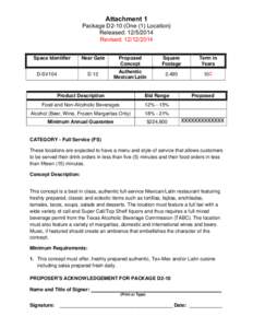 Attachment 1 Package D2-10 (One (1) Location) Released: Revised: Space Identifier