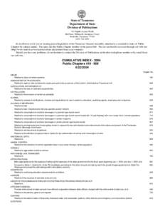 State of Tennessee Department of State Division of Publications 312 Eighth Avenue North 8th Floor, William R. Snodgrass Tower Nashville, Tennessee 37243