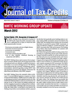 NMTC Working Group Update: March 2012