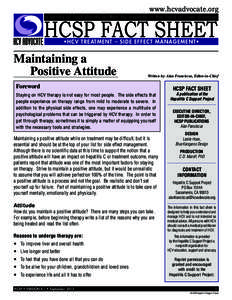 HCV Treatment Side Effect Management: Maintaining a Positive Attidute