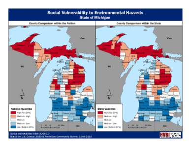 Social Vulnerability to Environmental Hazards Keweenaw State of Michigan  County Comparison within the Nation