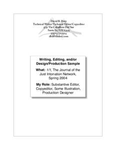 David B. Doty Technical Writer/Technical Editor/Copyeditor 2751 Via Caballero Del Sur Santa Fe, NM 87505