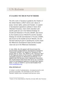 United Nations reform / Poverty / Delivering as One / Poverty reduction / Economy of Tanzania / Millennium Development Goals / Food and Agriculture Organization / International Labour Organization / United Nations Development Assistance Plan / United Nations / United Nations Development Group / Development