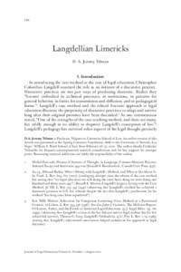 110	  Langdellian Limericks D. A. Jeremy Telman  I. Introduction
