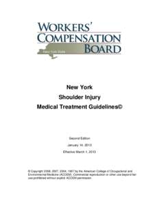 New York Shoulder Injury Medical Treatment Guidelines, Second Edition