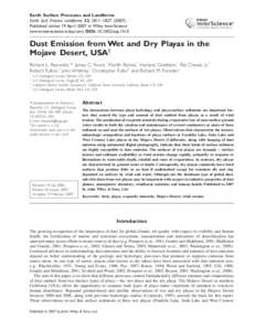 Earth Surface Processes and Landforms Dust from Wet and32, Dry Playas in (2007)