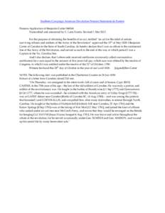 Southern Campaign American Revolution Pension Statements & Rosters Pension Application of Benjamin Carter S46541 Transcribed and annotated by C. Leon Harris. Revised 1 Mar[removed]For the purpose of obtaining the benefits 