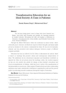 -6 (1), 2013  European Journal of Economic and Political Studies Transformative Education for an Ideal Society: A Case in Pakistan