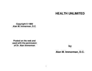 HEALTH UNLIMITED  Copyright © 1989