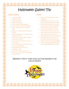 Halloween Safety Tip Trick or Treaters    