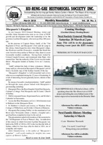 KU-RING-GAI HISTORICAL SOCIETY INC. Incorporating the Ku-ring-gai Family History Centre • Patron: The Mayor of Ku-ring-gai Affiliated with the Royal Australian Historical Society, the National Trust of Australia (NSW),