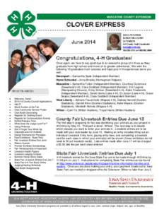 MUSCATINE COUNTY EXTENSION MUSCATINE COUNTY EXTENSION CLOVER EXPRESS June 2014