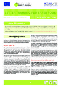 NEWS EUROPEAN COMMISSION BETTER TRAINING FOR SAFER FOOD  NEWS // APRIL 2010