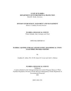 STATE OF FLORIDA DEPARTMENT OF ENVIRONMENTAL PROTECTION David B. Struhs, Secretary DIVISION OF RESOURCE ASSESSMENT AND MANAGEMENT Edwin J. Conklin, Division Director