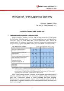 February 23, 2006  The Outlook for the Japanese Economy Economic Research Office The Bank of Tokyo-Mitsubishi UFJ