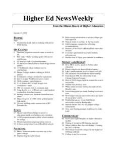 Higher Ed NewsWeekly from the Illinois Board of Higher Education January 12, 2012 PEOPLE Page