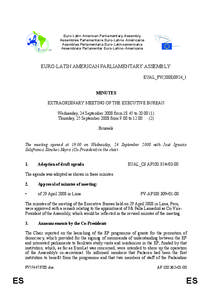 Euro-Latin American Parliamentary Assembly Assemblée Parlementaire Euro-Latino Américaine Asamblea Parlamentaria Euro-Latinoamericana Assembleia Parlamentar Euro-Latino-Americana  EURO-LATIN AMERICAN PARLIAMENTARY ASSE