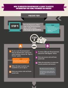 How to register for Represent a Client to access information for family members or friends Register Go to the Represent a Client page on the Canada Revenue