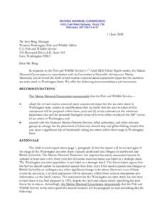 MARINE MAMMAL COMMISSION 4340 East-West Highway, Room 700 Bethesda, MD[removed]June 2008 Mr. Ken Berg, Manager
