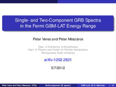 Single- and Two-Component GRB Spectra in the Fermi GBM-LAT Energy Range ´ ´ ´ aros ´