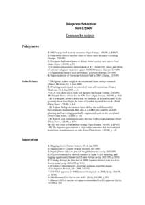 Biopress Selection[removed]Contents by subject Policy news 1 / MEPs urge food security measures (Agra Europe, [removed], p. EP6[removed]Androulla calls on member states to invest more in cancer screening