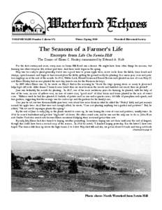 Waterford Echoes VOLUME XLIII Number 2 (Issue 57) Winter/Spring[removed]Waterford Historical Society