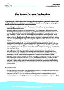 International Forum on Development Service Forum International du Volontariat pour le Développement THE FORUM OTTAWA DECLARATION