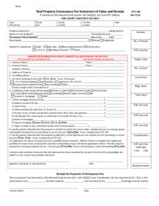 Reset  Real Property Conveyance Fee Statement of Value and Receipt If exempt by Ohio Revised Code section[removed]G)(3), use form DTE 100(ex) FOR COUNTY AUDITOR’S USE ONLY