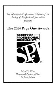 The Minnesota Professional Chapter of the Society of Professional Journalists presents: The 2014 Page One Awards